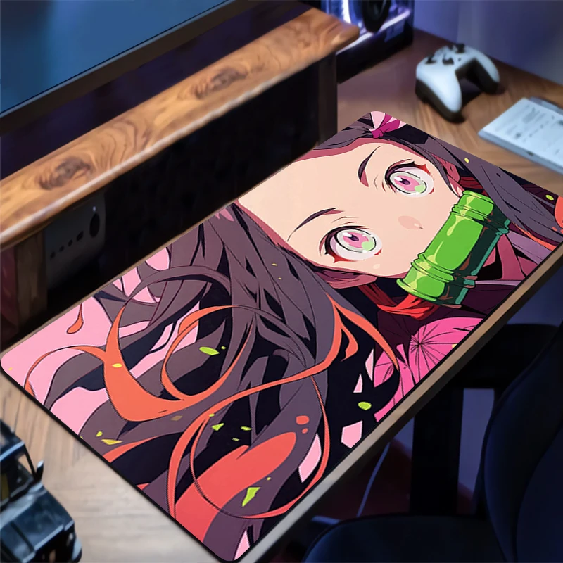 

Gaming Demon Slayer Nezuko Mouse Pad Desk Mat Gamer Professional Premium Mousepad Speed Control Accessories Keyboard Pad
