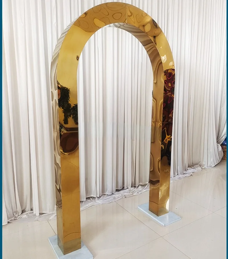 Gold Stainless Steel Mirror Stage Frame  Shiny Arch For Festival Event Decor Wedding Backdrop Stand Wall