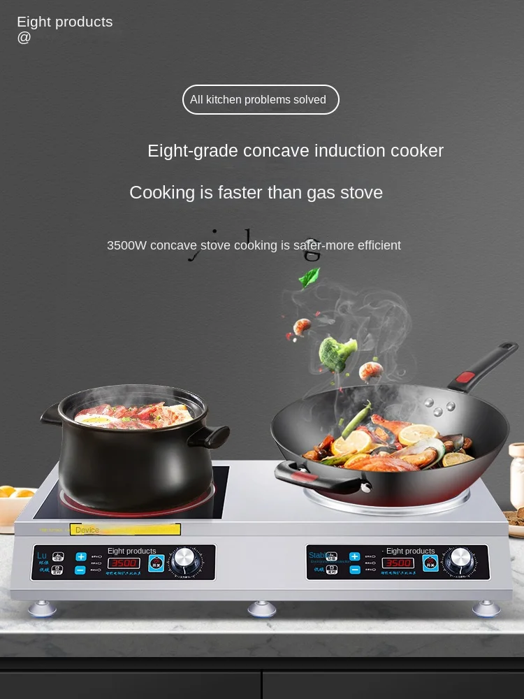 ZC Induction Cooker Household Induction Cooker Double Burner Concave Table Embedded Double-Head Furnace Electric Stove