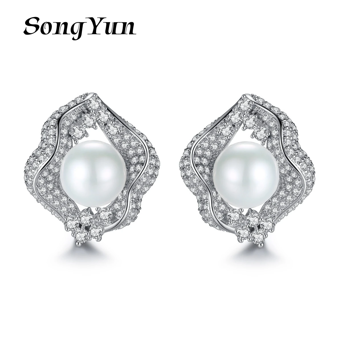 

SongYun Jewelry MHT Quality Brass Stud Earrings Dangle CZ 7A Zircon Minimalist Premium Jewelry Women Earring Jewelry