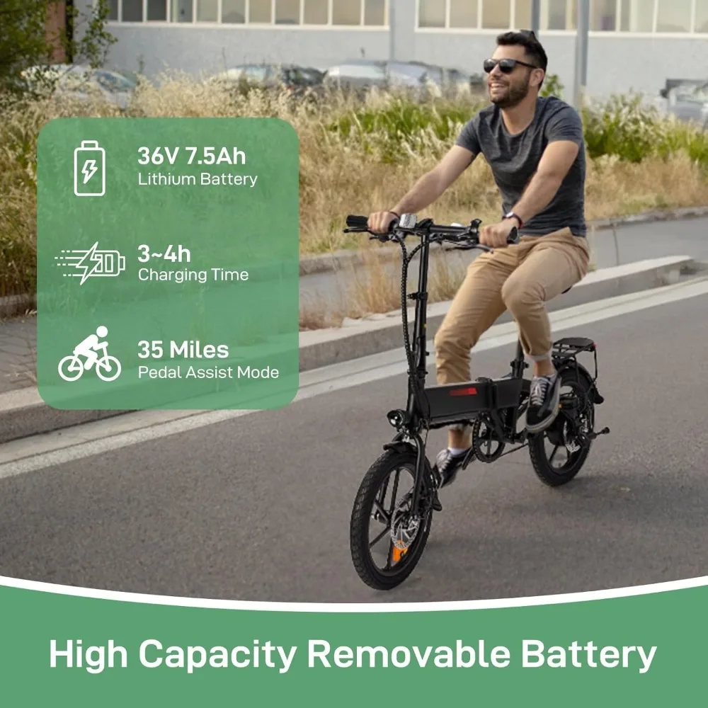 الكبار 16 بوصة دراجة كهربائية قابلة للطي E-الدراجة 350 واط موتور مزدوج مكابح قرصية دواسة مساعدة 35 ميل المدى 15.5 ميل في الساعة حد السرعة