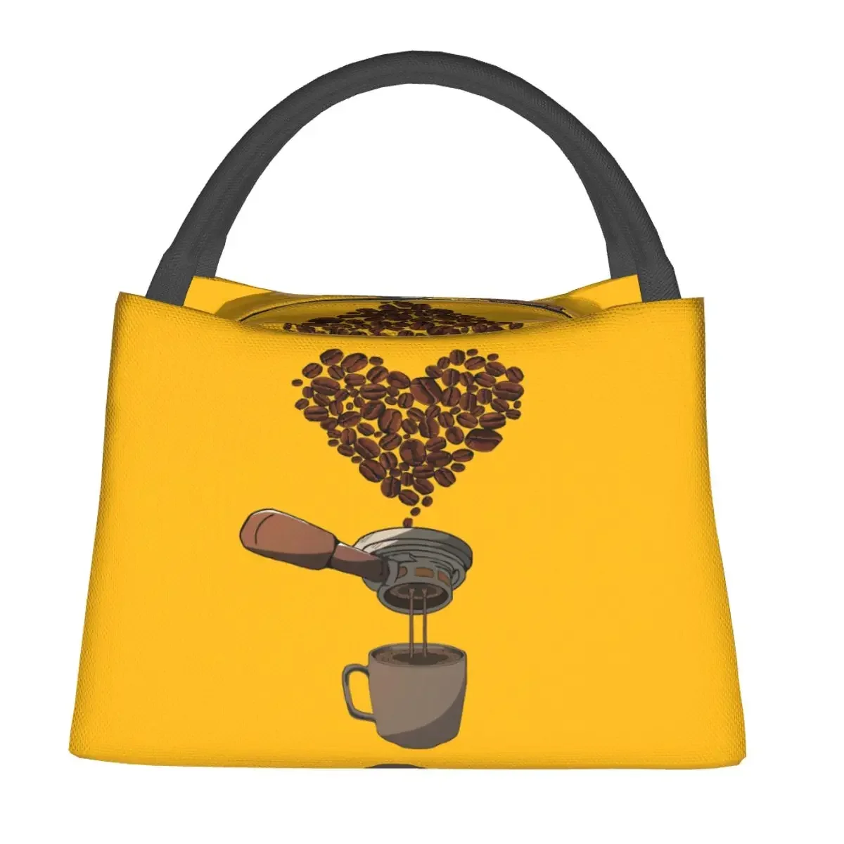 Coffee Beans Heart Barista Lunch Bag Insulated Cooler Waterproof Picnic Coffee Maker Oxford Tote Food Storage Bags