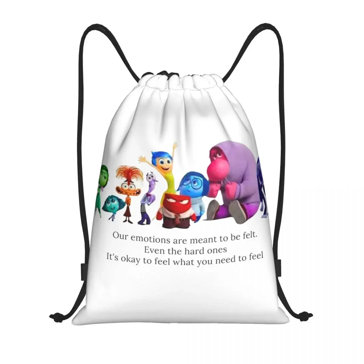 Inside Out Emotions Anxiety Anger Drawstring Bags Sports Backpack Gym Sackpack Cartoon String Bag for Running