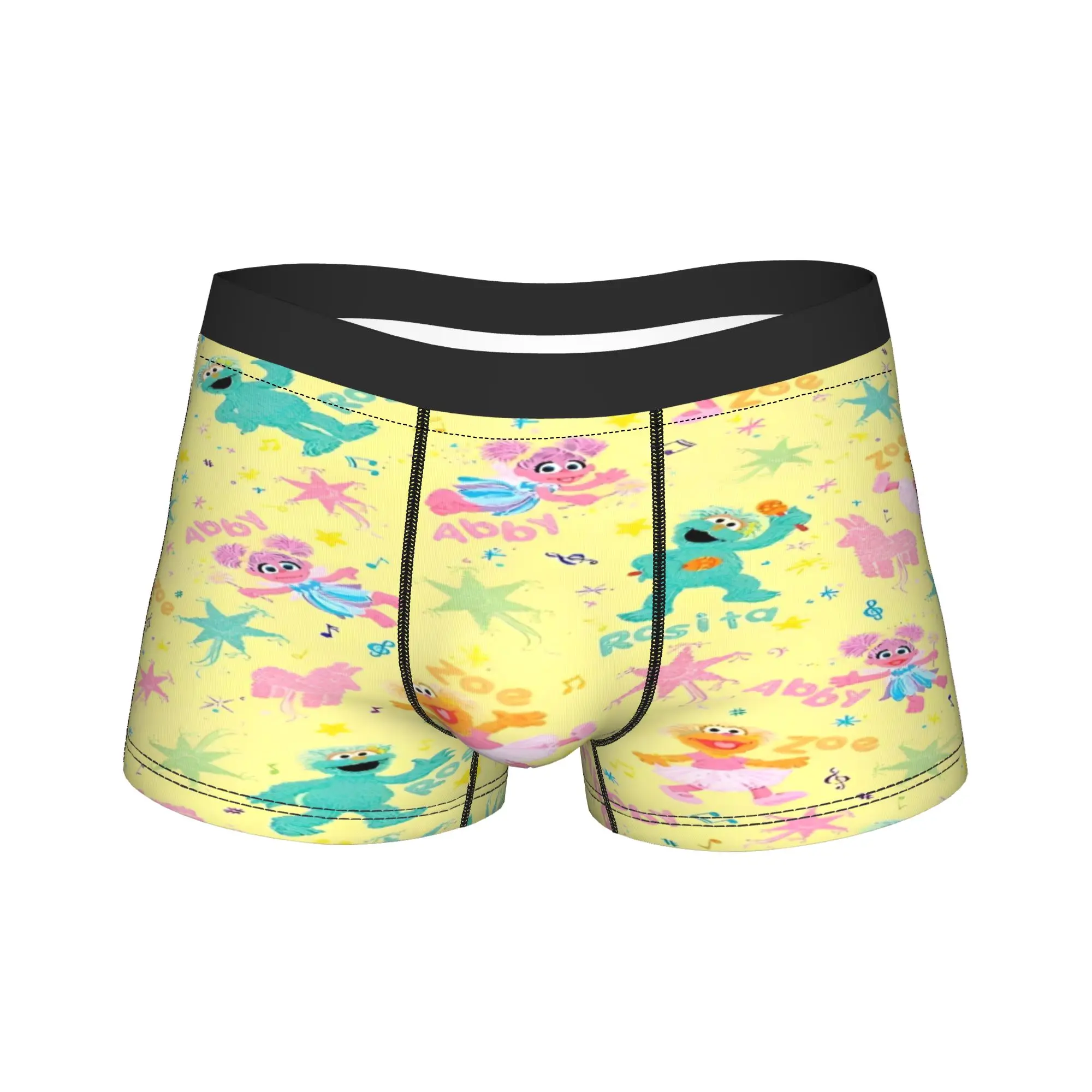 Sesames Streets Underwear  Breathable Underpants Print Boxer Brief For Men 3D Pouch Oversize Boxershorts
