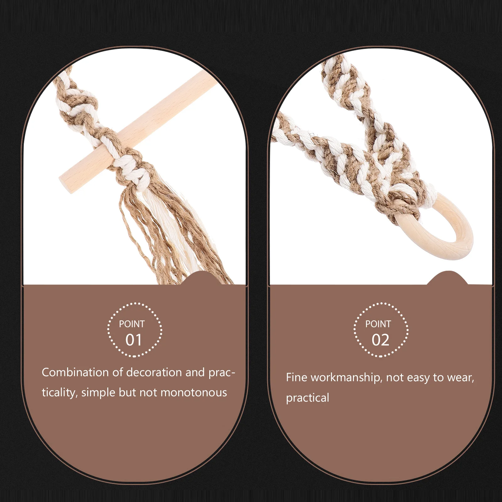 

1pc Hand Woven Cotton Linen Rope Roll Paper Holder No Drill Wall Mounted Bathroom Kitchen Towel Rack Home Decor