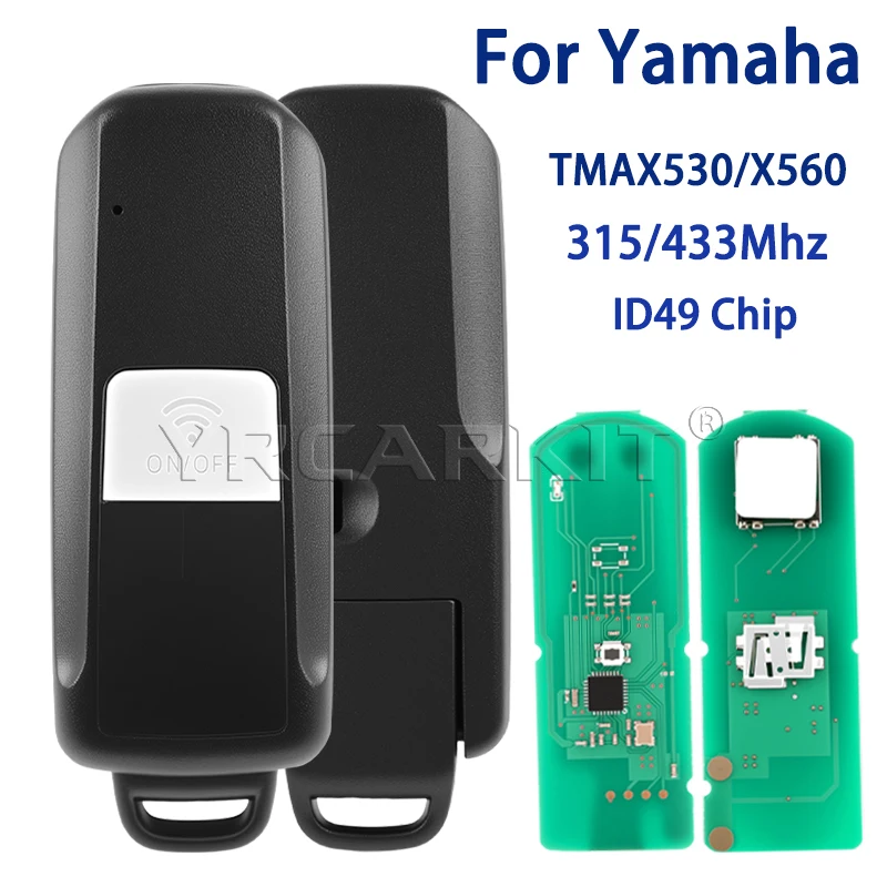 Motorcycle Remote Key Fob 315Mhz 433Mhz ID49 Chip For YAMAHA TMAX560 T‑MAX 530/560 TMAX530 2016‑2021 Replace Kit Car Smart Key