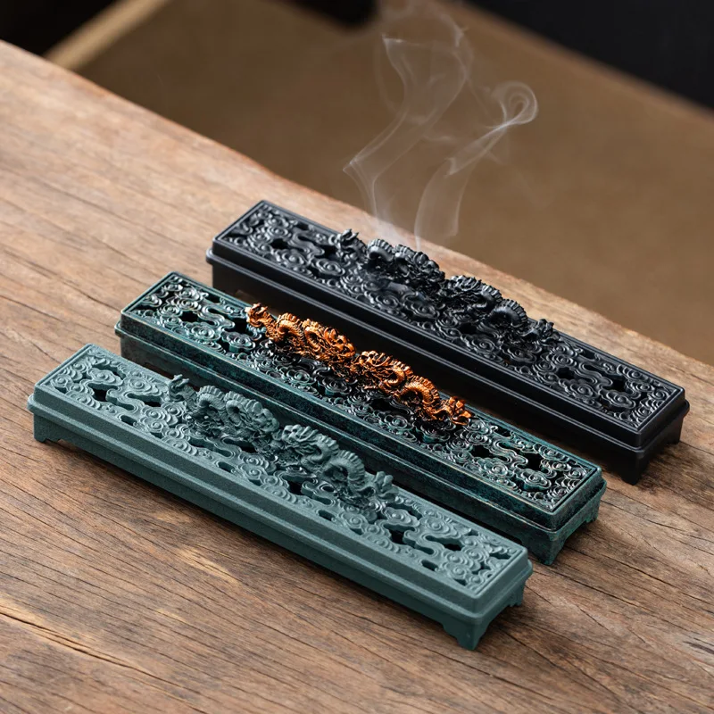 Chinese-style Double Dragon Incense Burner Zen Hollow Horizontal Incense Burner Home Tea Ceremony Tabletop Decoration Ornaments