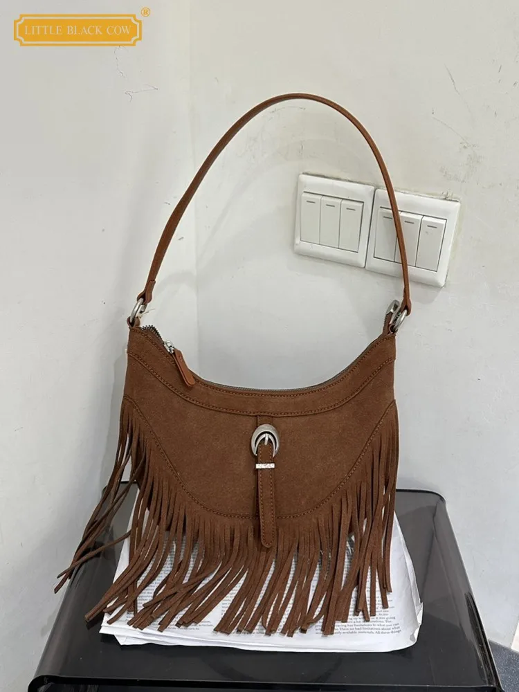 

Универсальная повседневная женская замшевая сумка на одно плечо, однотонная офисная сумка в форме полумесяца, модная женская дизайнерская сумка через плечо под мышками