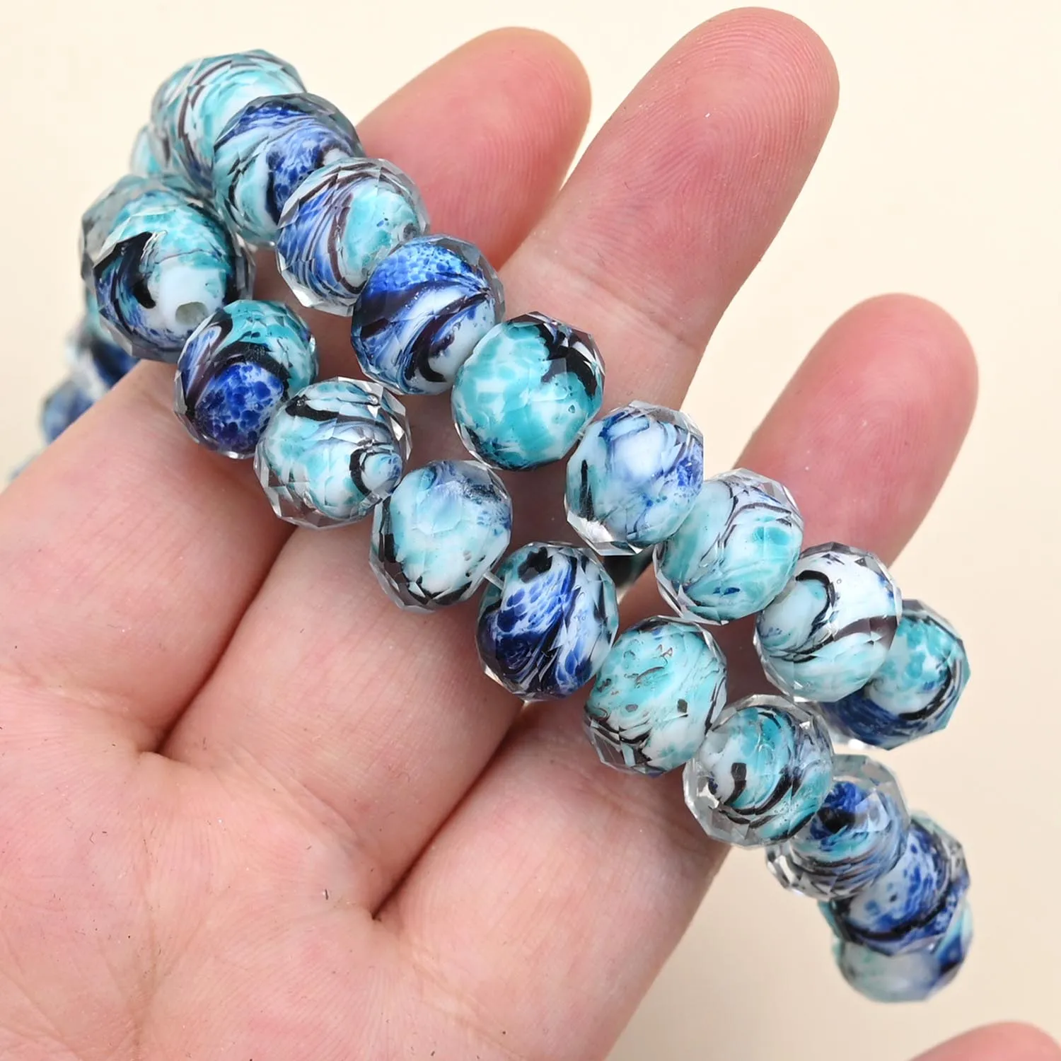 9x12mm Faceted Murano Lampwork Beads Blue Glass Crystal Spacer Beads For Jewelry Making Diy Charms Bracelet Necklace Accessories