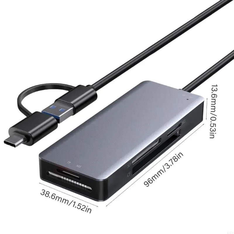 H37F 5 1 USB3.0 / USB C MS Leitor cartão memória Leitor cartão transferência adaptador Conector