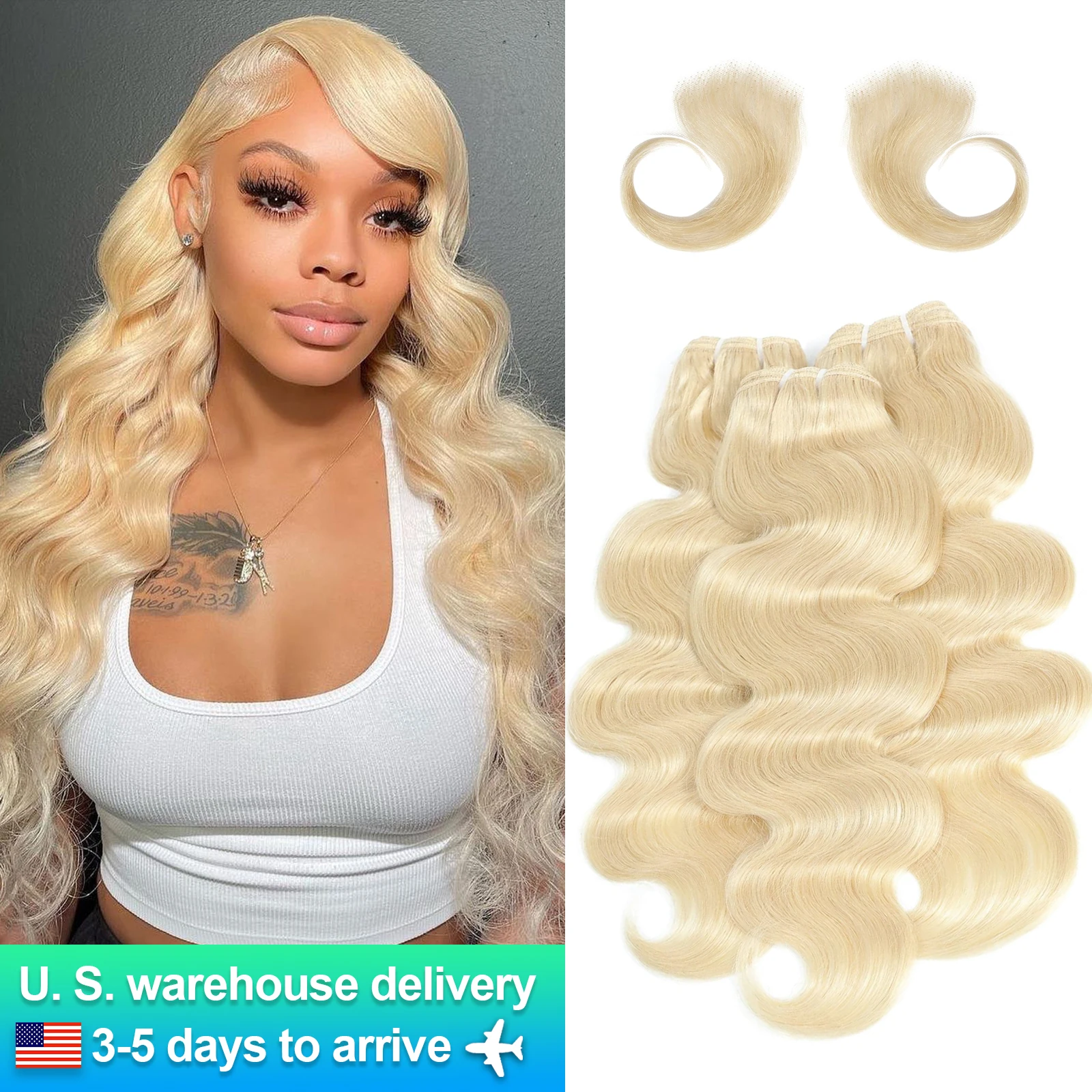 613 Honey Blonde Body Wave Curly Bundles Human Hair 180% Density Brazilian Raw Remy Hair Extension 20 22 24 Inches For Women