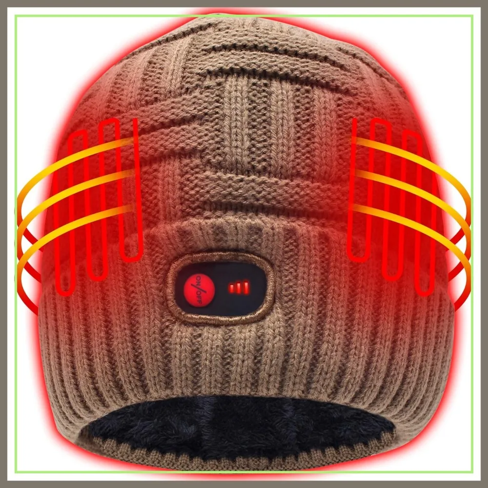 

7.4V Heated Hat Men Women Winter Warm Rechargeable Electric Battery Powered Knitted Skull Beanies