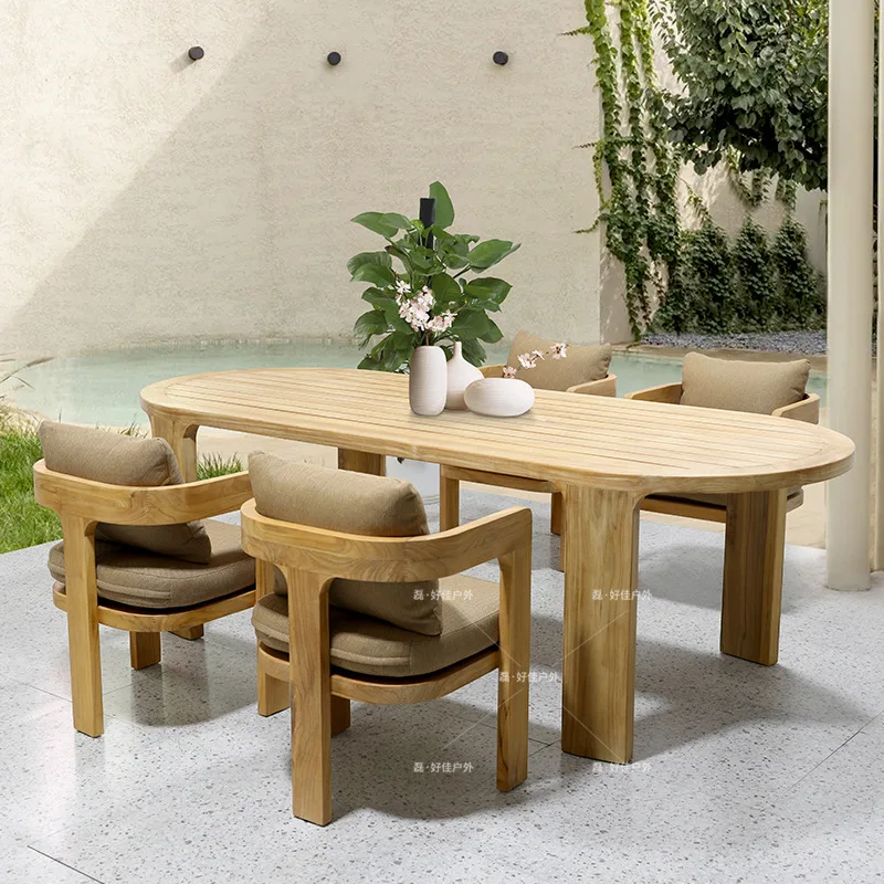 

Customizable Nordic Outdoor Teak Tables and Chairs