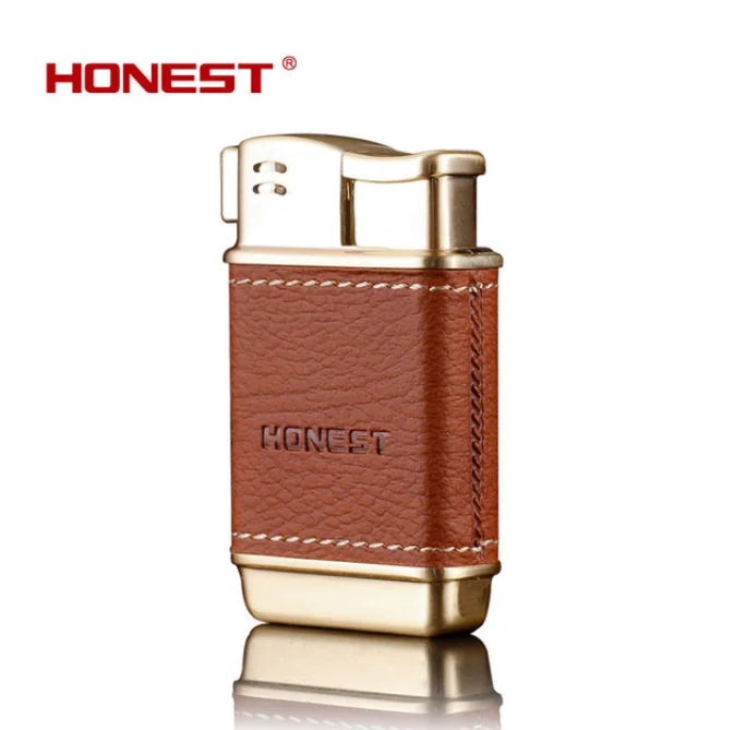 Leather Pack Jet Butane Torch Turbo Metal lighter inflatable Leather Wrapped Smoking Pipe Cigarette Lighter for pipes