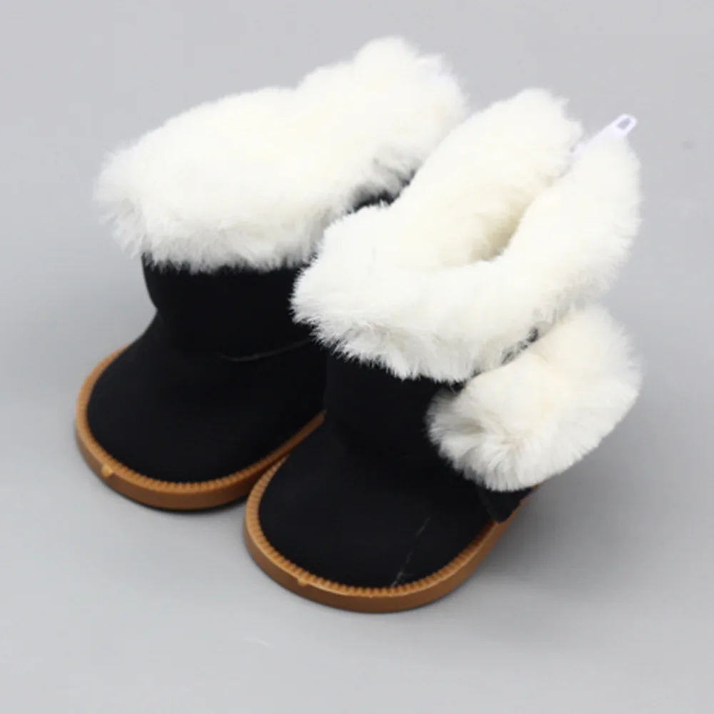 18 Inch Girls Dolls Snow Fuzzy Boots Shoes for 43cm Baby Doll Clothes Accessories Baby Winter Chirstmas Shoes Gift Girls Toys