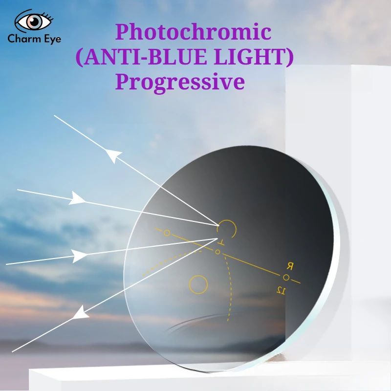 1.56 1.61 Aspherical prescription myopia anti-blue photochromic lens Sunglasses lens Single vision Outdoor chameleon gray brown