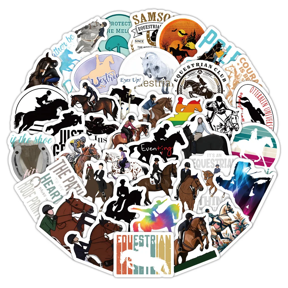 

10/60PCS Equestrian Sports Personality Graffiti Stickers Funny Sport Cartoon Decal Notebook Phone Cup Luggage Waterproof Sticker
