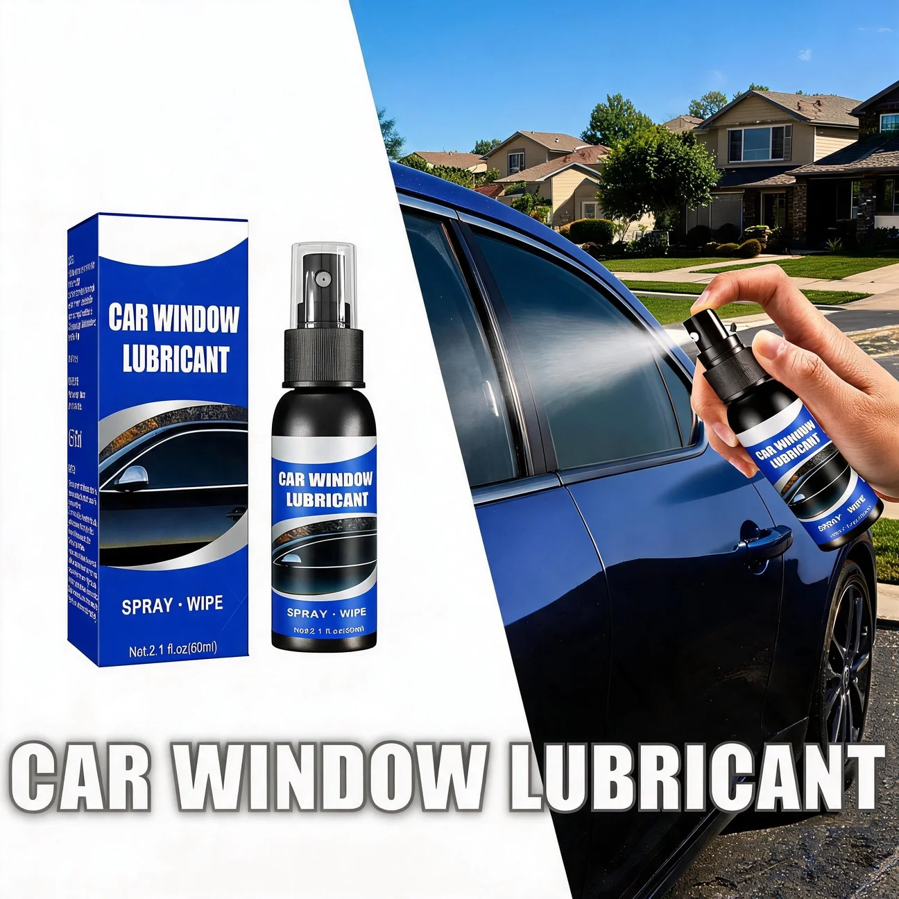60ml Car Window Lubricant Spray Abnormal Sunroof Noise Eliminating Track Lift Glass Sealing Strip Rubber Lubricating Liquid