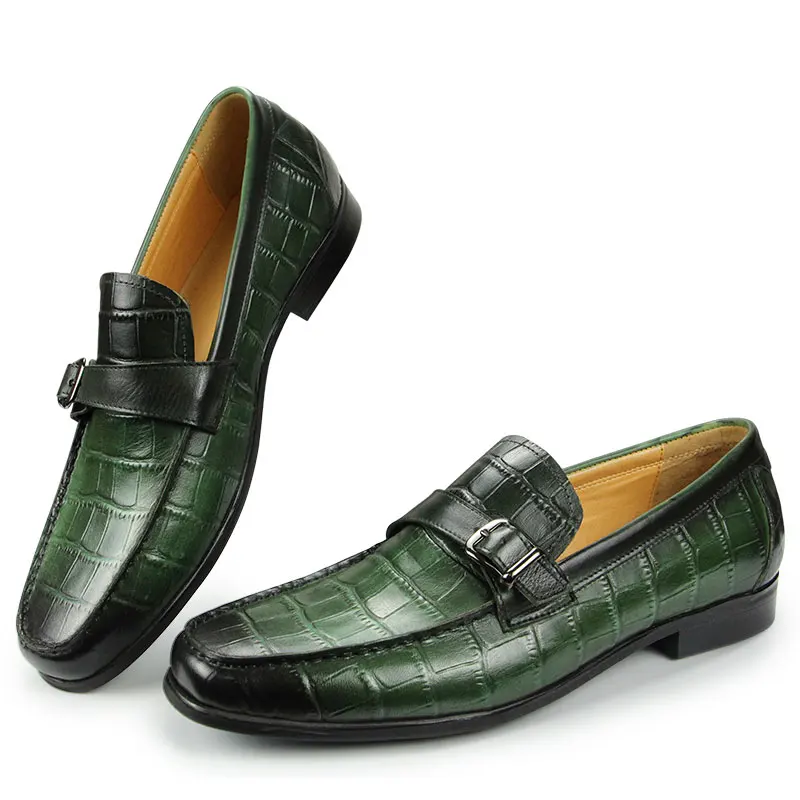 Men Penny Slip-On Leather Lined Loafer Luxury Men Shoes Loafer for Male Fashion Casual Alligator Printing Zapato Buckle Slip On