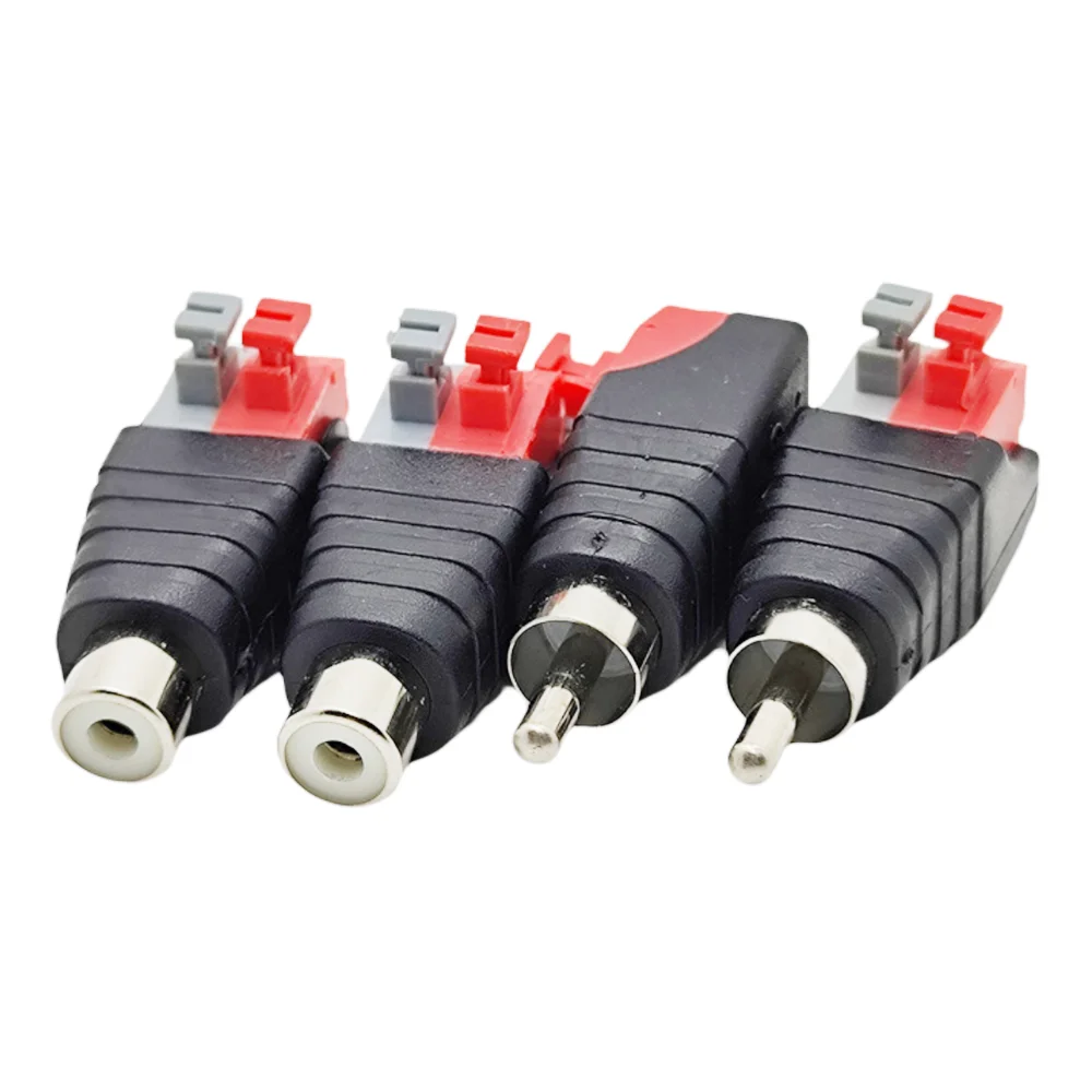 2/6/10PCS AV Plug RCA Lotus Head Press Terminal Monitoring Accessories RCA Welding-free Audio Connector Audio Male and Female
