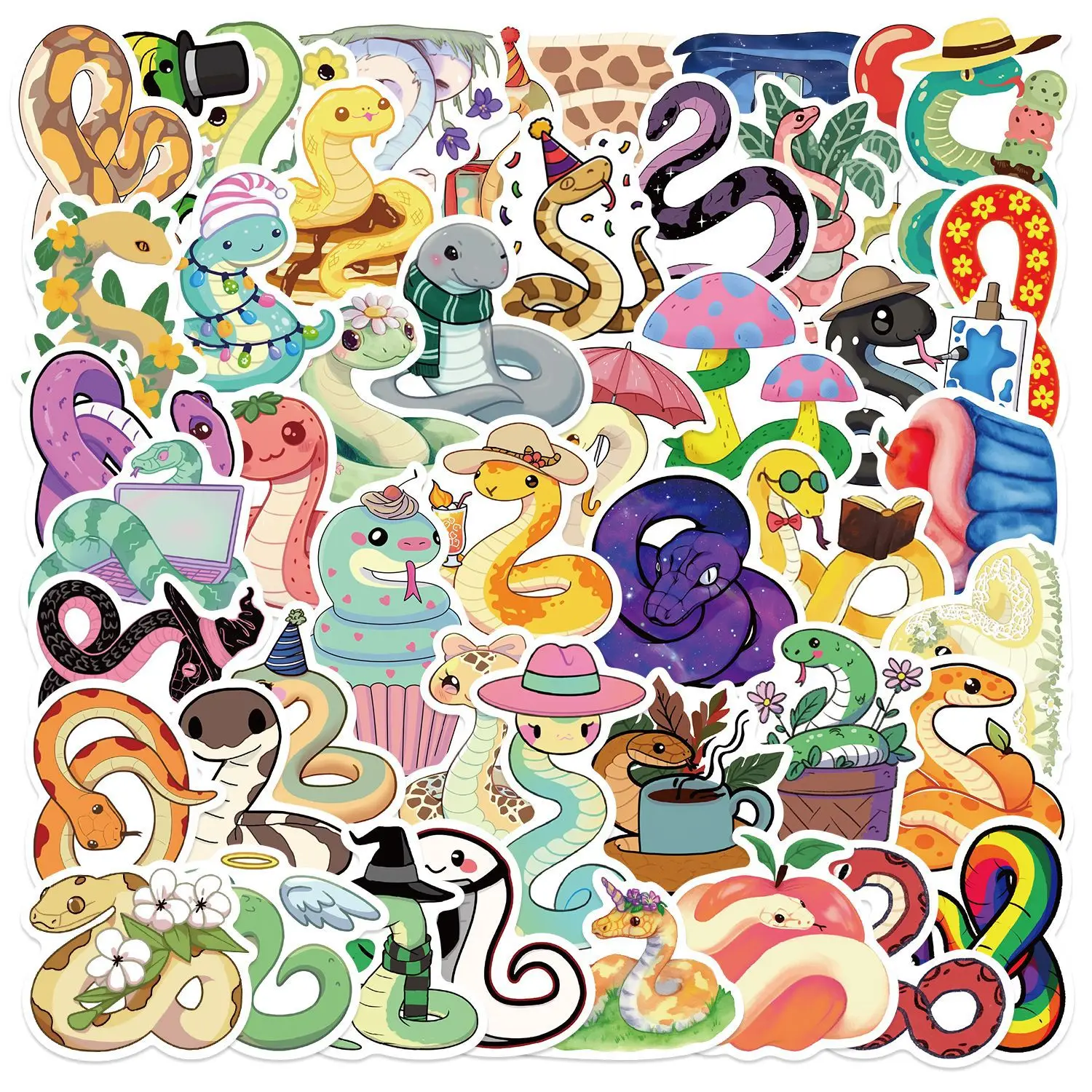 10/30/50pcs Macaron Snake Cartoon Graffiti Stickers For Suitcase Laptop Luggage Fridge Phone Car Styling DIY Decal