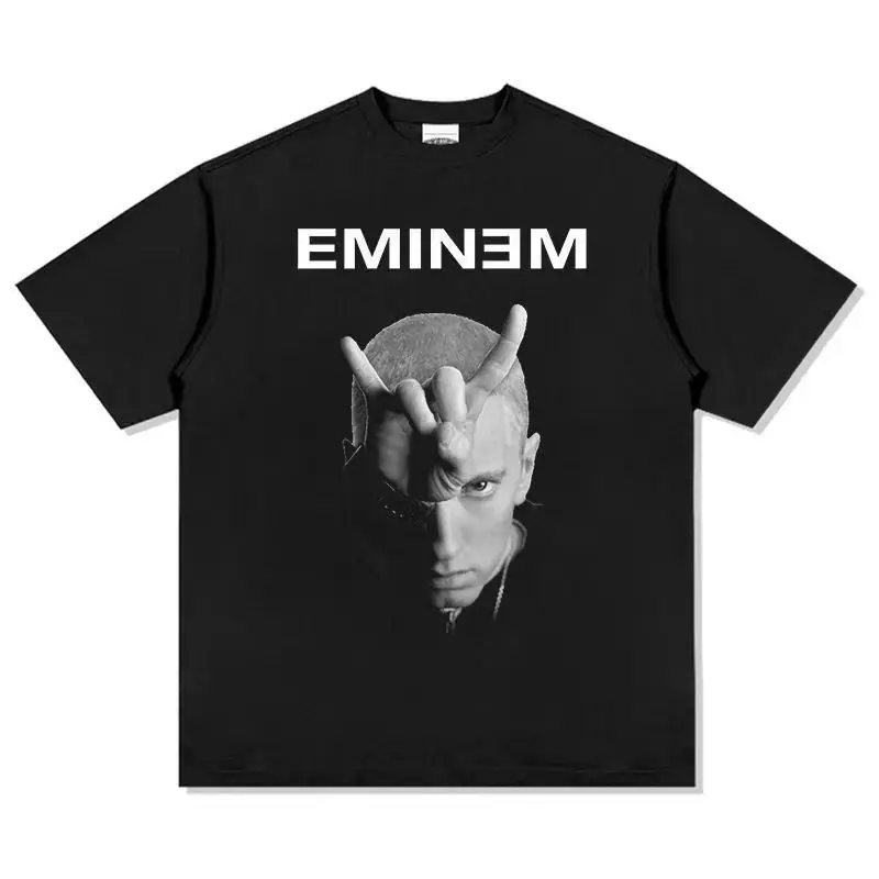 

2025 Rapper Eminem T Shirt Women Men Fashion T-shirts Kids Hip Hop Tops Tees Loose Rock Camisetas Boy Tees Summer New Unisex