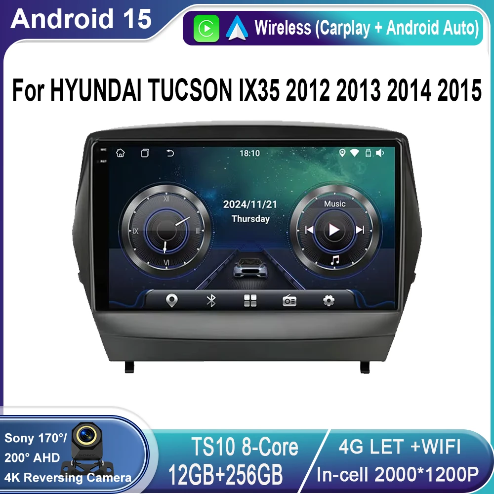 Android 15 For HYUNDAI TUCSON IX35 2012 2013 2014 2015 8Core 4G WIFI Car Multimedia Stereo Car DVD Player Navigation GPS Radio