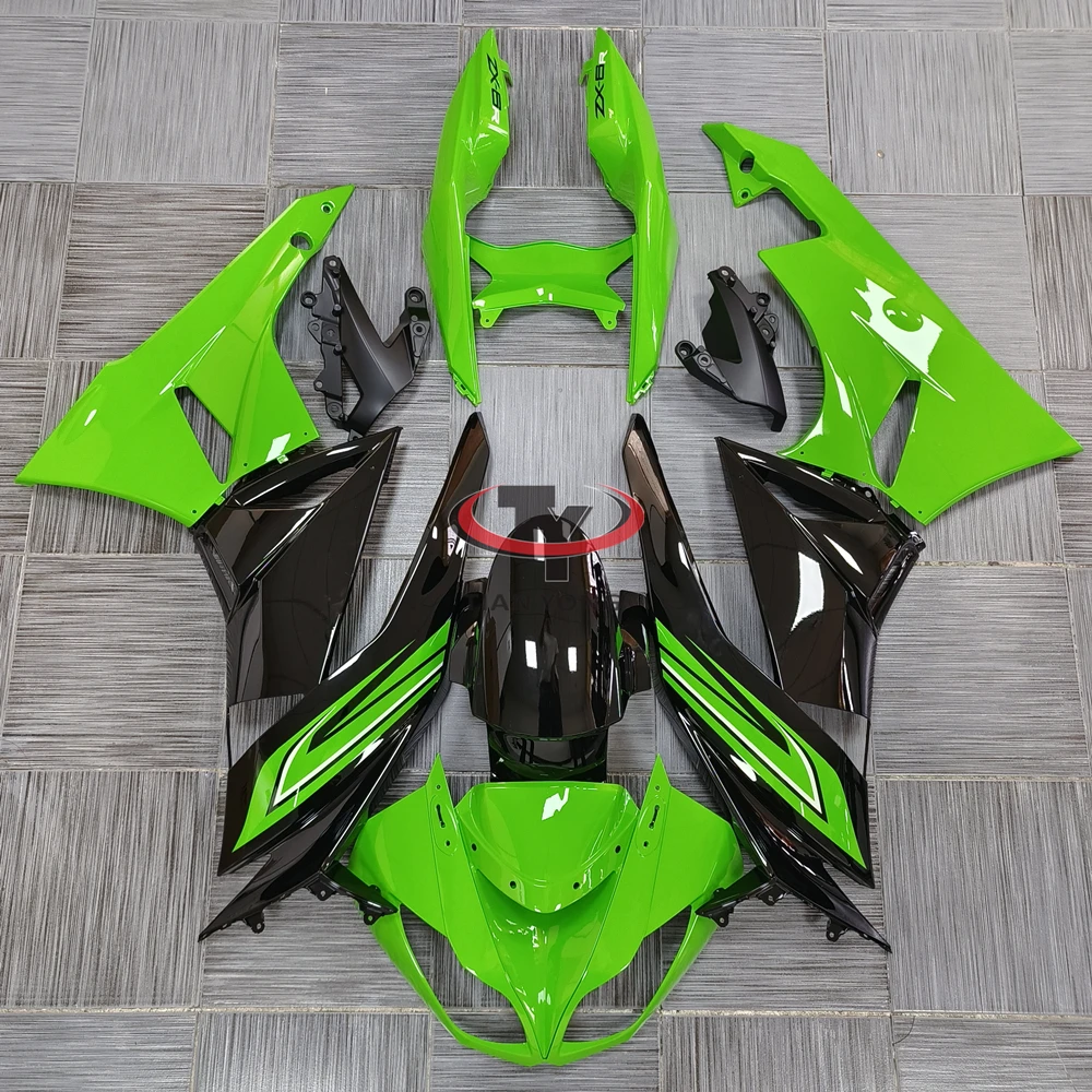 Cowling Green and black glossy lines craftsmanship For Kawasaki ZX6R 2009-2010-2011-2012 ZX 6R 636 Full Fairing Kit Bodywork