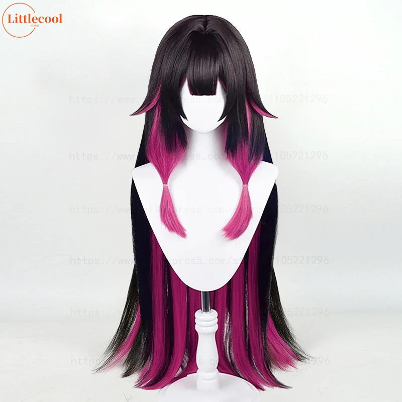 High Quality Columbina Cosplay Wig 105cm Long Straight Black Rose Heat Resistant Synthetic Hair Anime Fatui Cosplay WIgs +WigCap