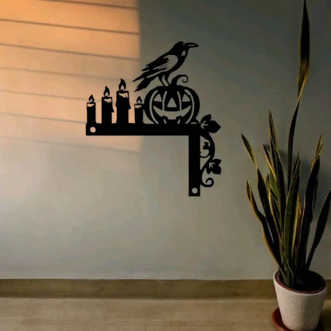1 STÜCK Halloween Krähe und Kürbis Metallwandschild | Übergroßes Blechschild, Halloween- und Weihnachtsgeschenk, Innen-/Außendekoration