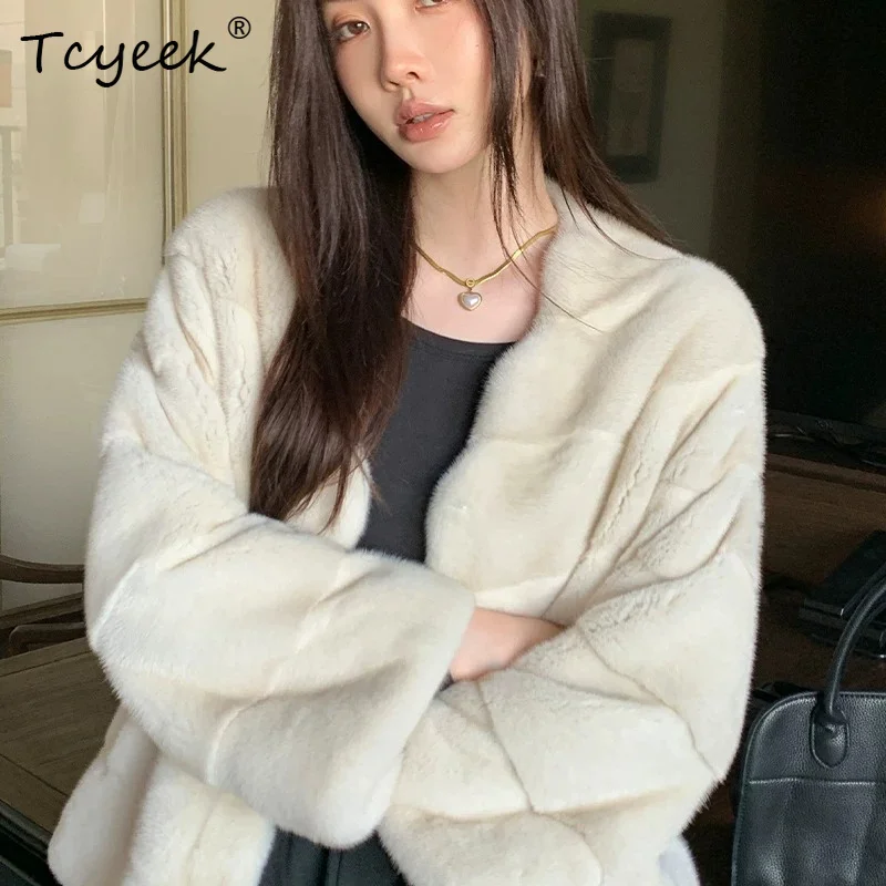 

Tcyeek Natural Mink Fur Coat Women Real Whole Mink Warm Jackets Woman Fashion Winter Clothes New in Outerwears Fourrure Femme