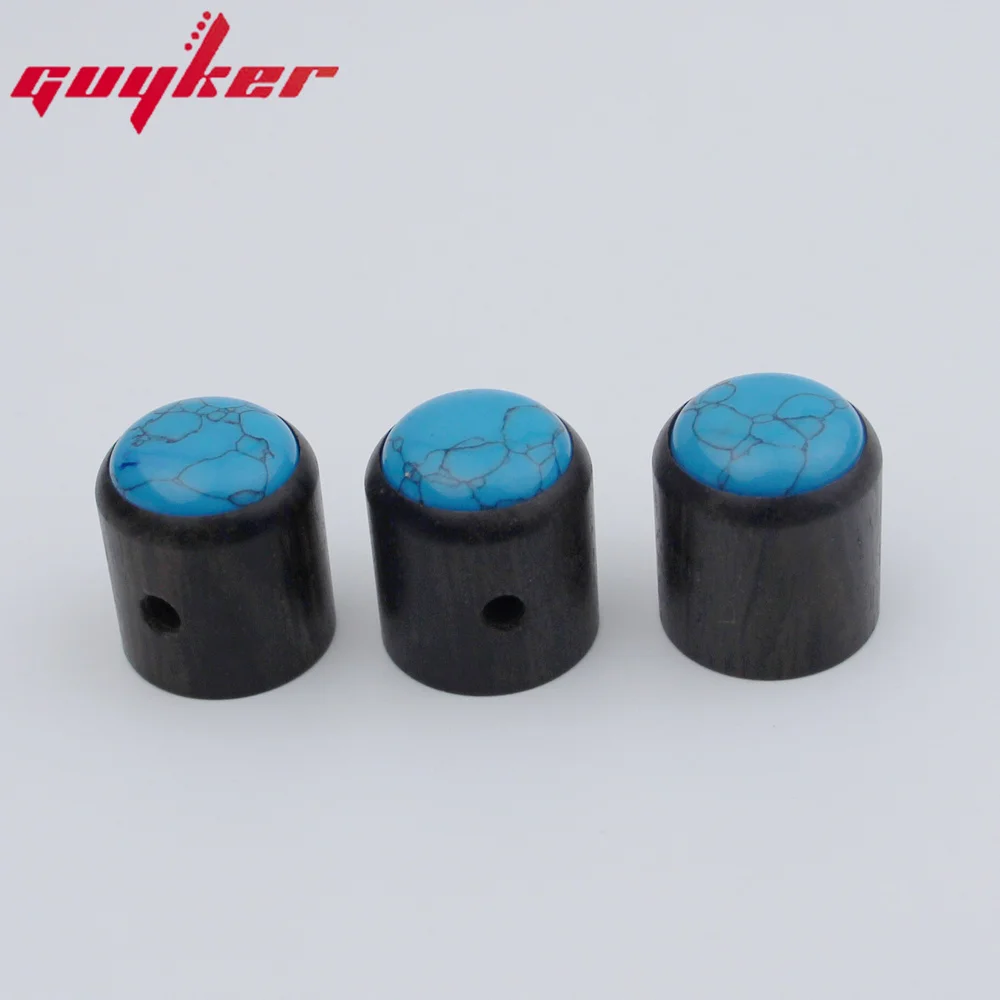 Electric Guitar Bass Ebony Potentiometer Knob Hat Type Blue Turquoise Surface