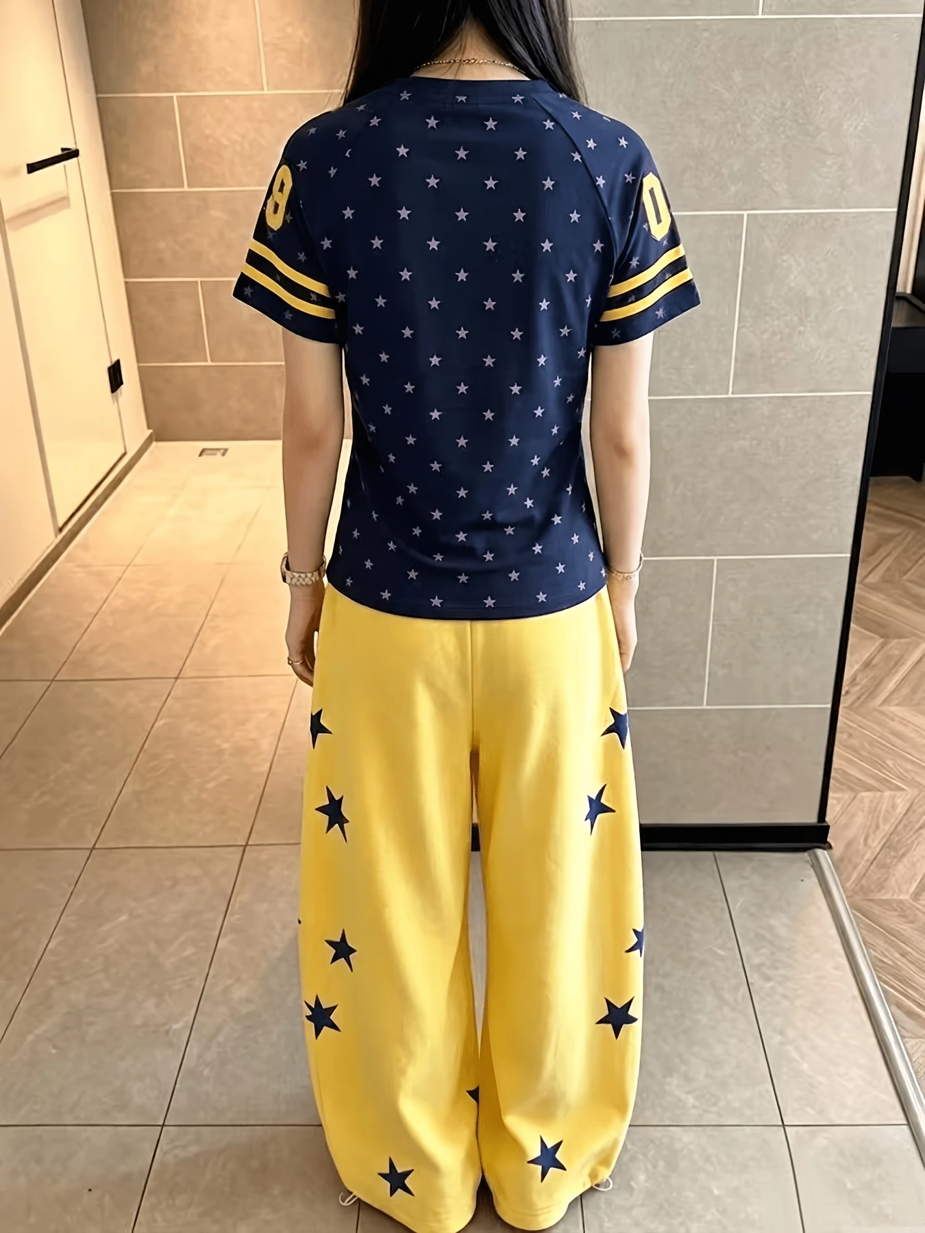 2026 Neuer Stil Hot Pink Stern-Print Jogginghose Kontrastfarbene Buchstaben-Verzierung Lose Freizeithose Y2K Hip-Hop Streetwear Unterteil für Kinder – Detail 6