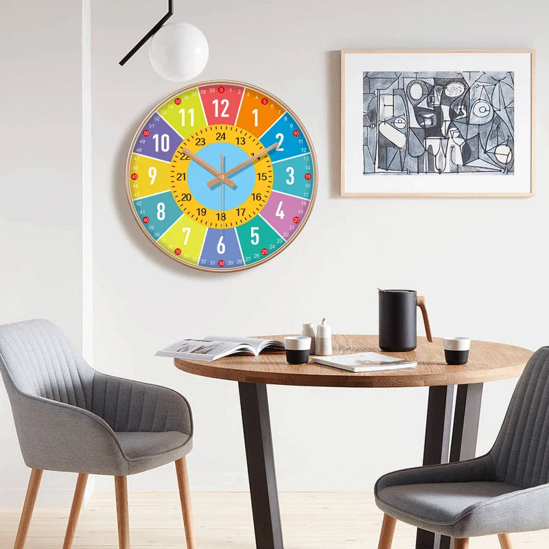 Early Education Wall Clock Time Management Silent Clock with 24 Hour Markers for Study Room Bedroom Nursery Classroom Home Decor