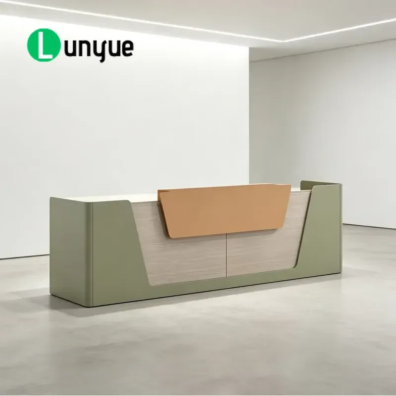 Elegant Curved Reception Desk Luxury Commercial Front Counter for Office Hotel Lobby Modern Design Sturdy Structure