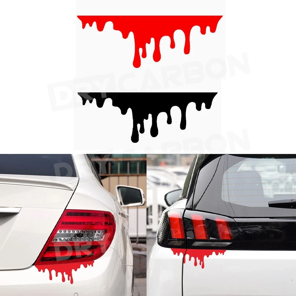 

Red Blood Drips Stickers Auto Halloween Theme Decorative Glass Car Headlight Sticker Bumper Car Decals Holographic Waterproof