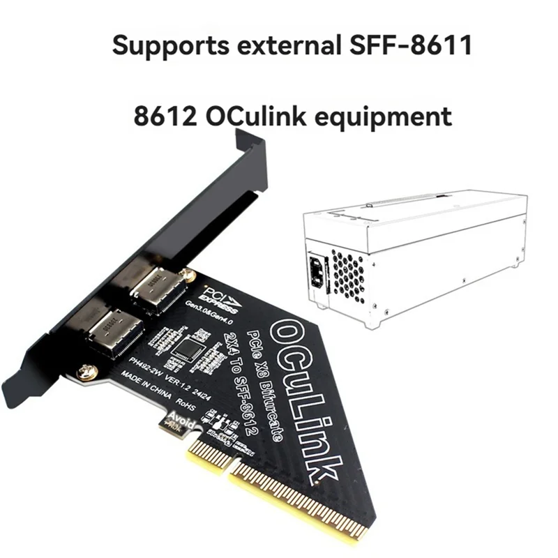 【Superdeals】Pcie4.0 X8 إلى 2Port SFF8611&8612 بطاقة توسيع Oculink إلى SFF-8639 U.2 SSD لبطاقة الرسومات الخارجية لـ Win/Linux