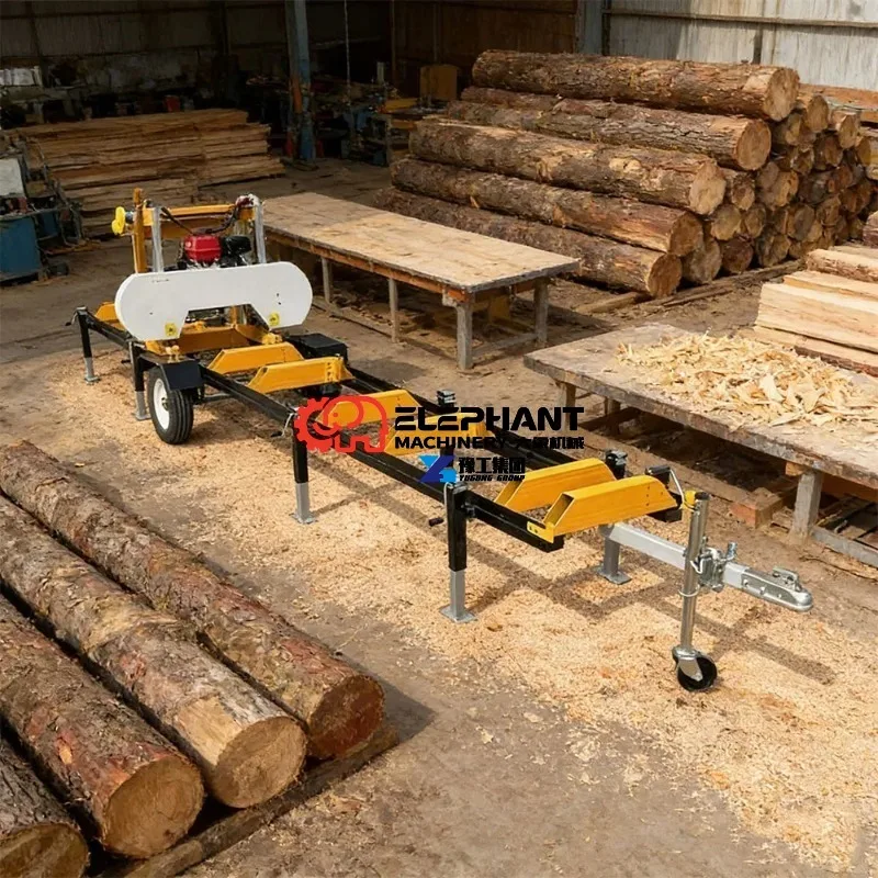 Trailer Mounted Diesel Engine Forestry Timber Processing Hydraulic Log Cutting Woodworking Equipment Trailer Portable Sawmill