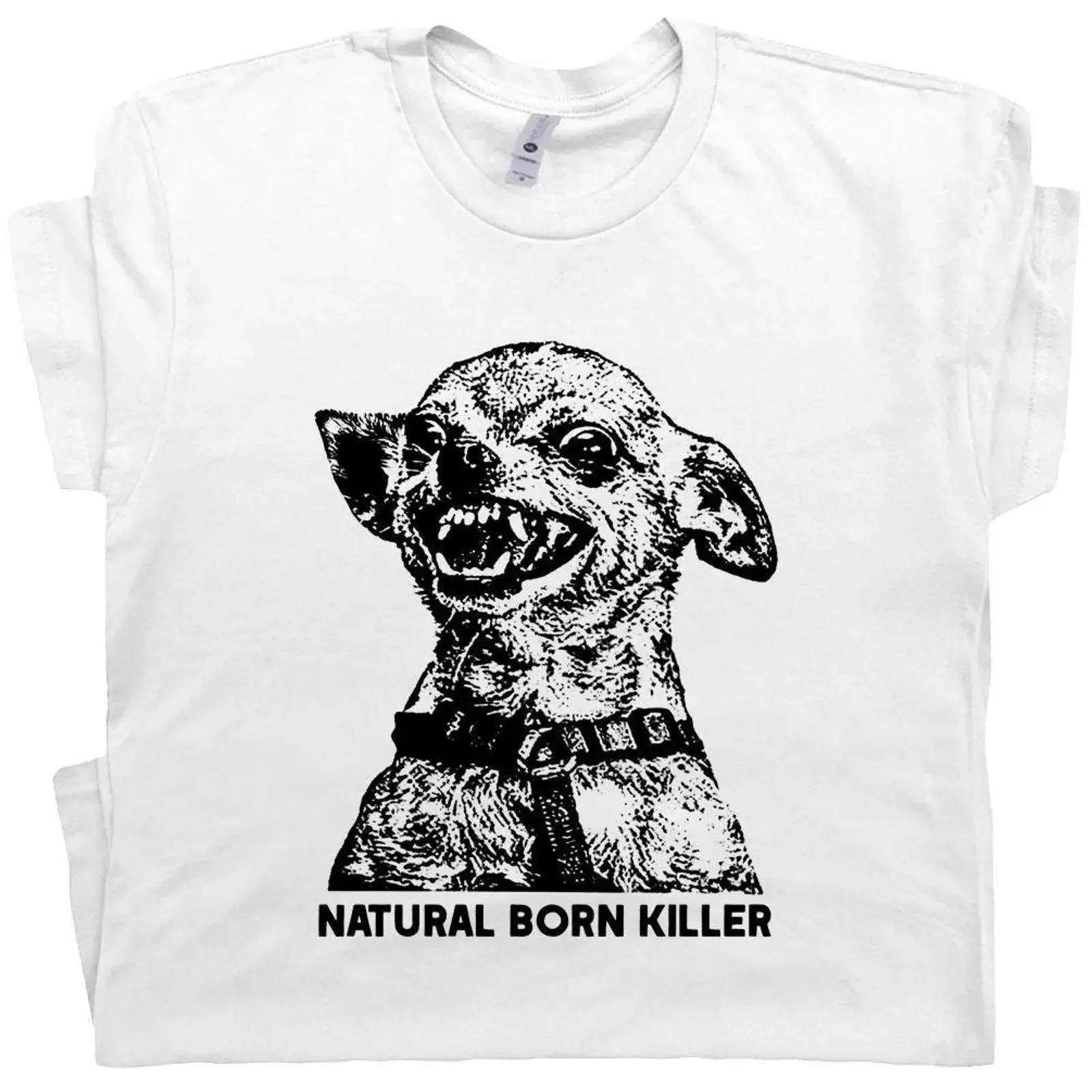 Natural Born Killer Funny Chihuahua T shirt Sarcastic for Dog Owners  vintage Washed streetwear fashion Breathable Soft Casual