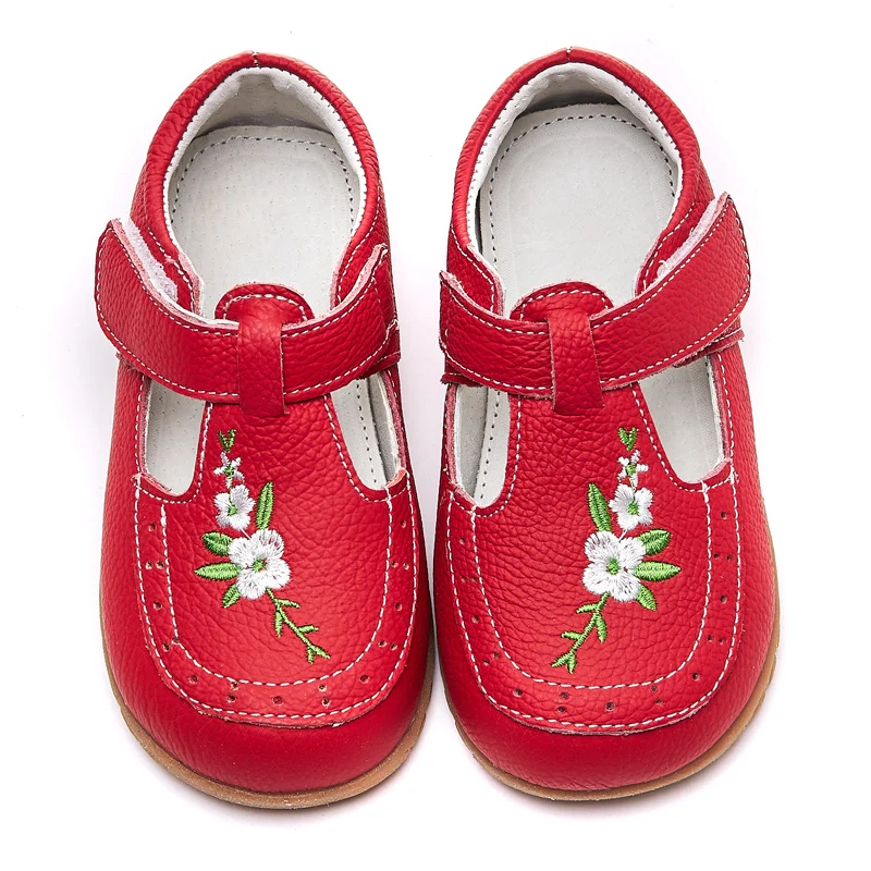 Toddler Girls Dress Shoes Little Kids T-strap flower decor Flats