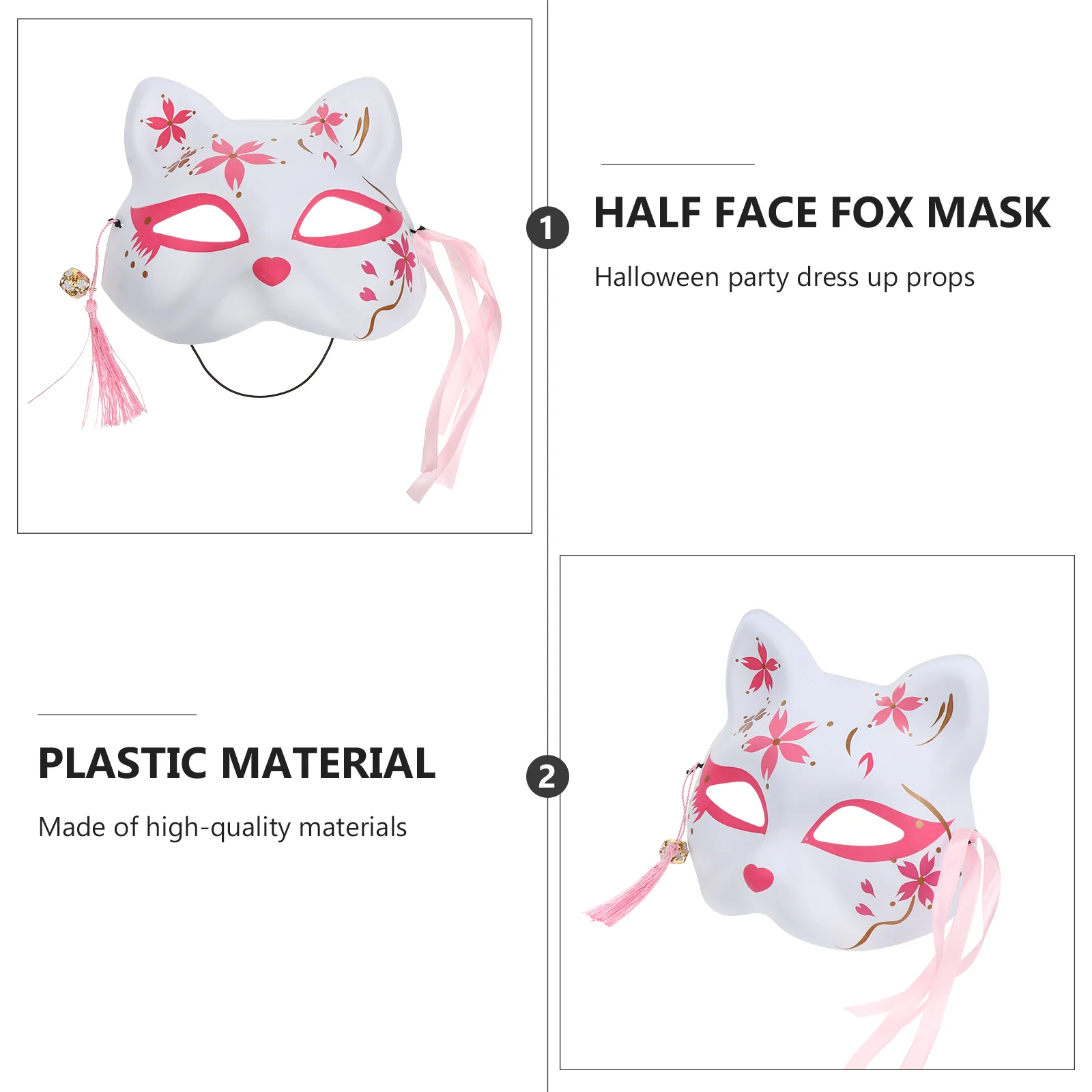 

2 Pcs Fox Mask Cosplay Masks Headgear Festival Party Props Masquerade Costume Plastic