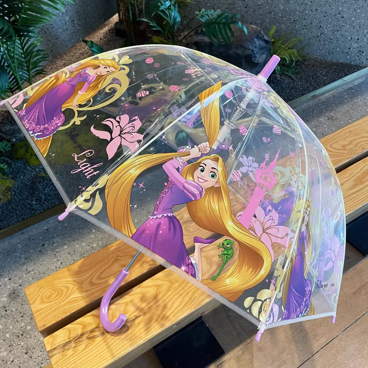 2024 Disney Princess Kid Girl Umbrella Little Mermaid Ariel Frozen Elsa Rapunzel Arched Kindergarten Long Handled Umbrella Gift