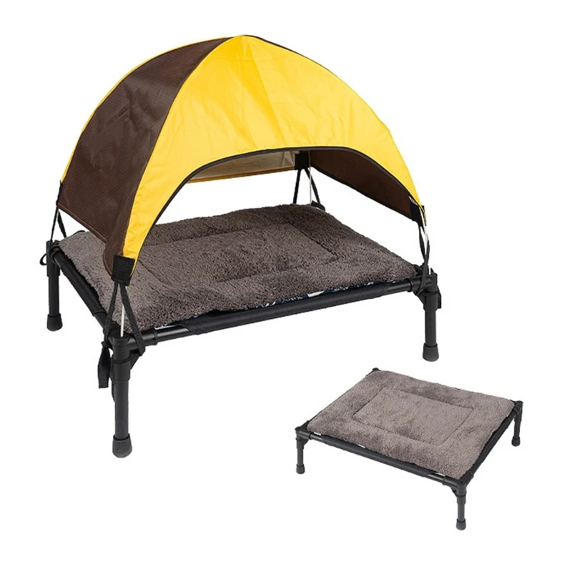 

Dropship Elevated-Dog Bed with-Canopy,Outdoor Dog Cot with Removable Canopy-Pet Tent