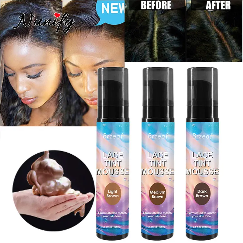 Moisture-proof  Lace Tint Mousse For Closure Lace Tint Spray For Wigs Frontal  Lace Tint Foam For Wigs Melting Mousse Wig Tools