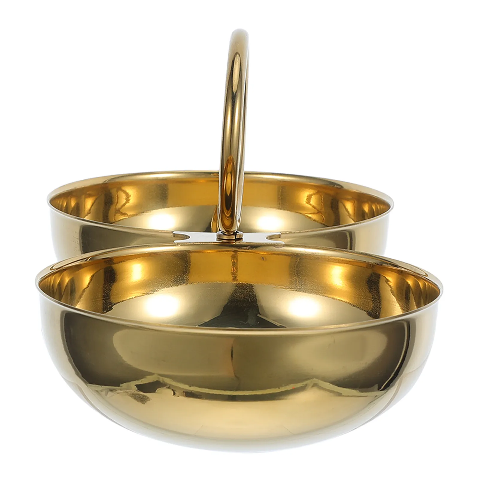 Stainless Steel 2 Cluster Serving Bowls Portable Bbq Snack Tray Seasoning Dipping Sauce Bowls Hotpot Side Dish Serving Plate
