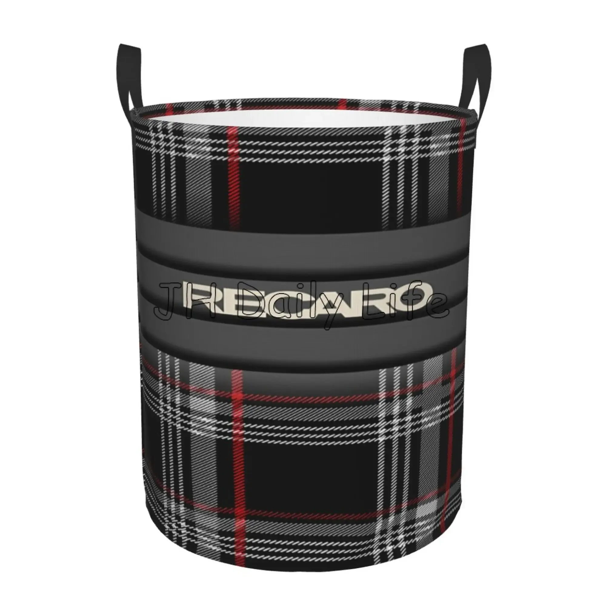 Recaros logotipo impressão cesta de lavanderia dobrável cesto de roupas para berçário crianças brinquedos armazenamento bin grande capacidade cesto circular