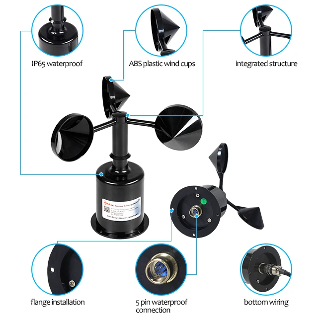 Rika RK100-02 Abs Plastic Rs485 4-20ma Modbus Output Anemometer Windsnelheid Sensor Transducer