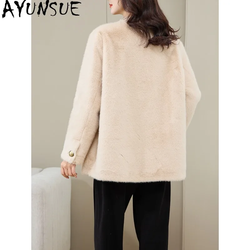 معطف فرو AYUNSUE للسيدات وصل حديثًا معاطف وسترات شتوية للسيدات ملابس مكتبية ملابس نسائية عالية الجودة ملابس نسائية شوباب Жénska