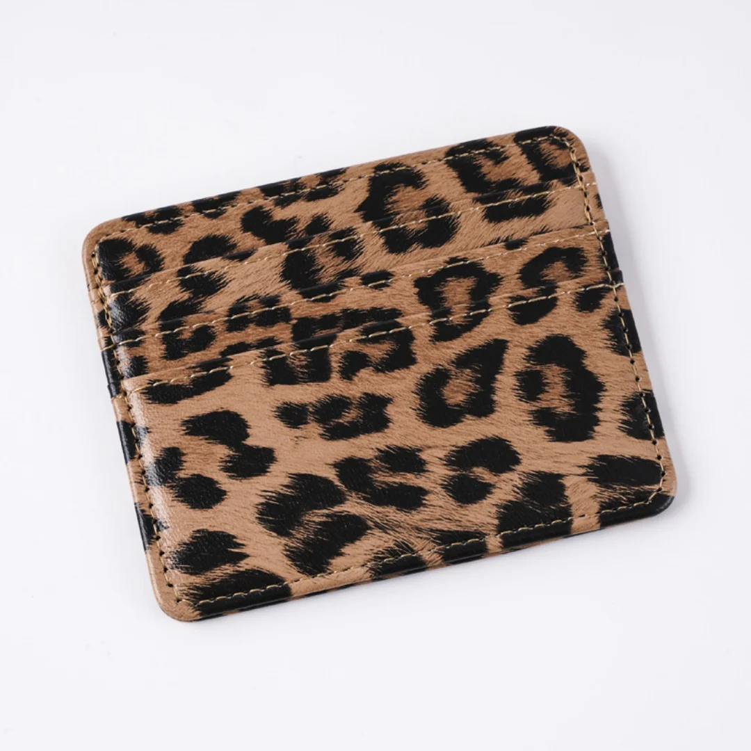 Fashion Leopard Print Card Holder for Women Slim PU Leather Credit Card Case Multi Color Animal Pattern ID Sleeve for Daily