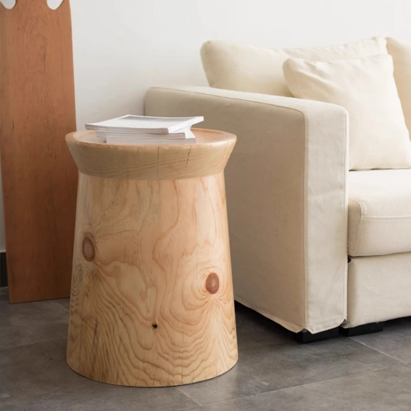 *w for Natural Solid Wood Stump Side Table, Rustic Log End Table with Natural Texture for Living Room, Bedroom and Small Spaces*